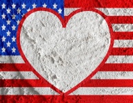 Love USA American Flag Sign Heart Symbol