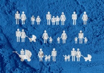 People Family Pictogram On Cement Wall