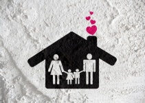 People Family Pictogram On Cement Wall