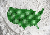 USA Map And Flag On Cement Wall Texture