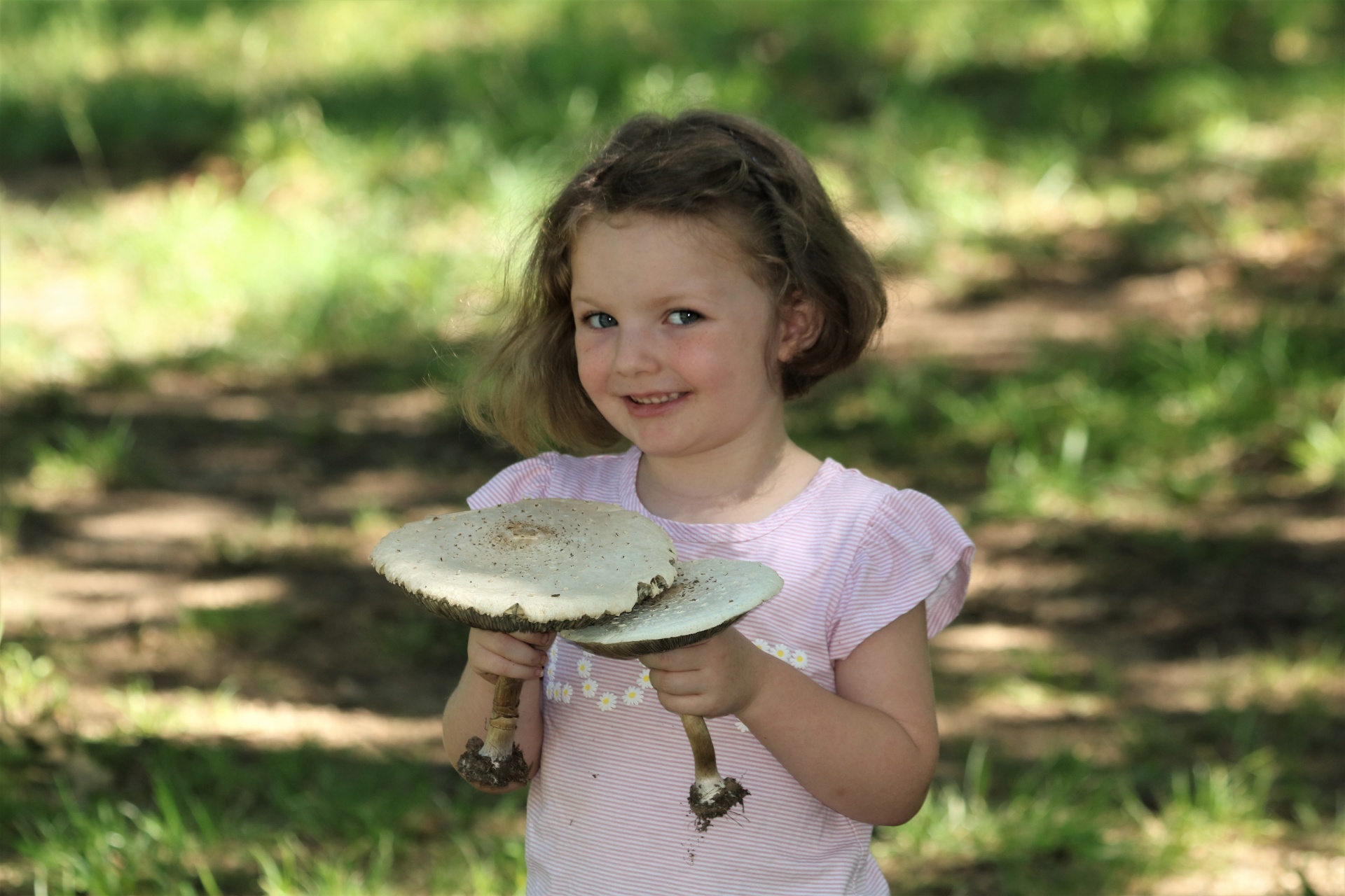 Cute Little Girl Holding Mushrooms