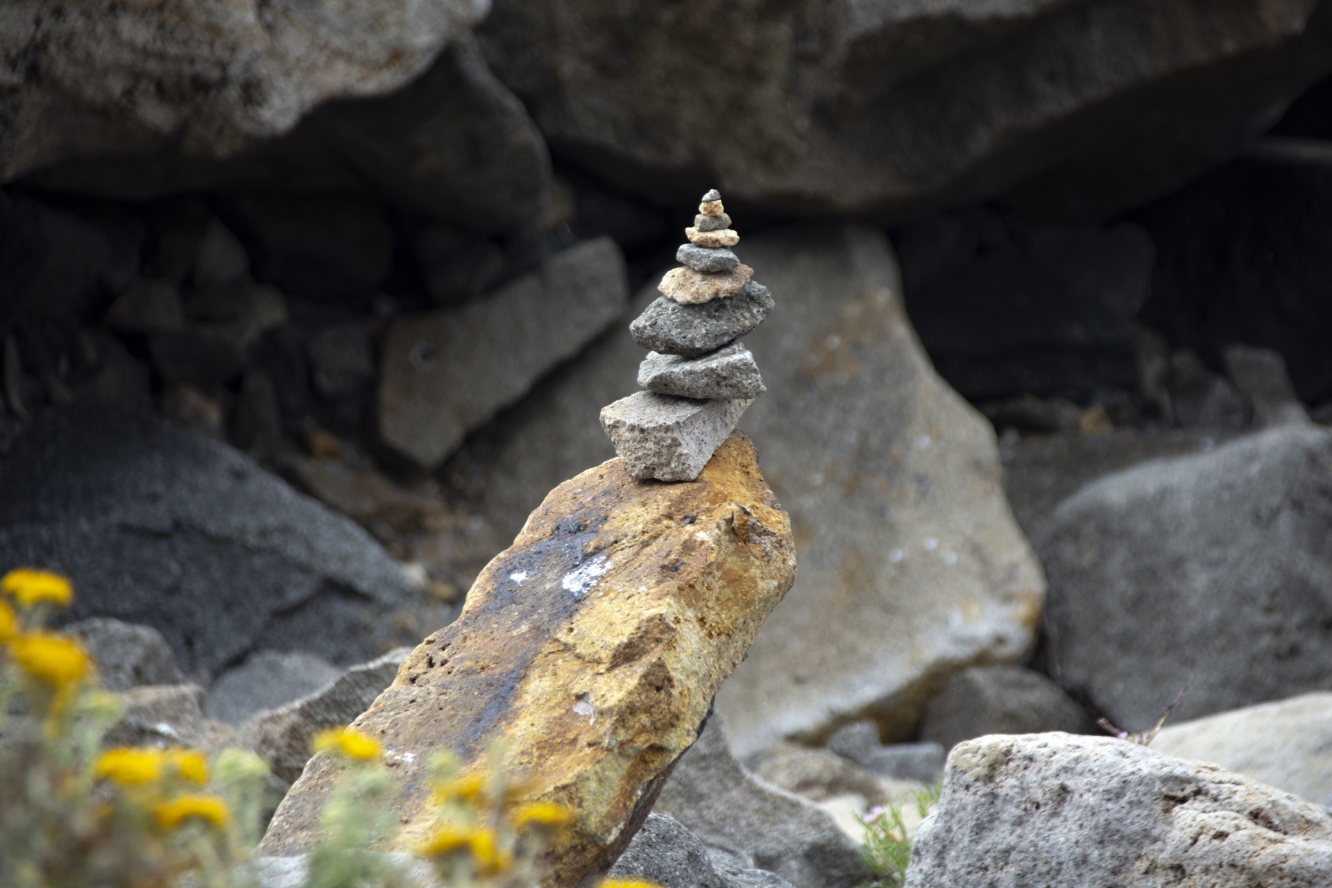 Pile of delicately balance rocks
