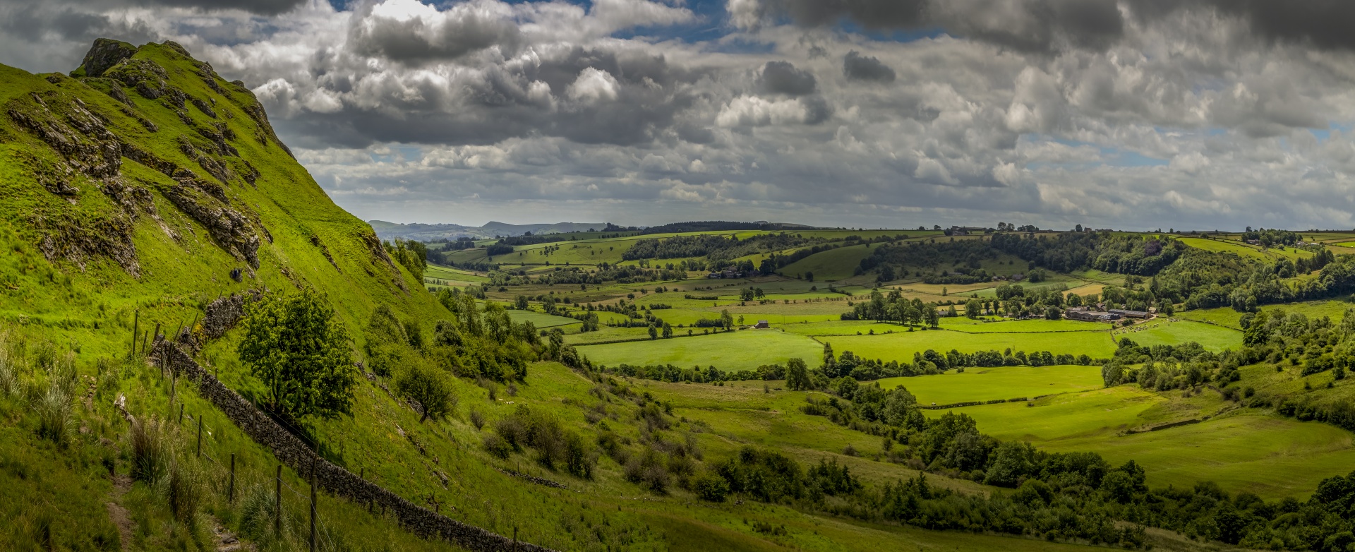 Peak District is an upland area in England at the southern end of the Pennines. It is mostly in northern Derbyshire, but also includes parts of Cheshire, Greater Manchester, Staffordshire, West Yorkshire and South Yorkshire.
