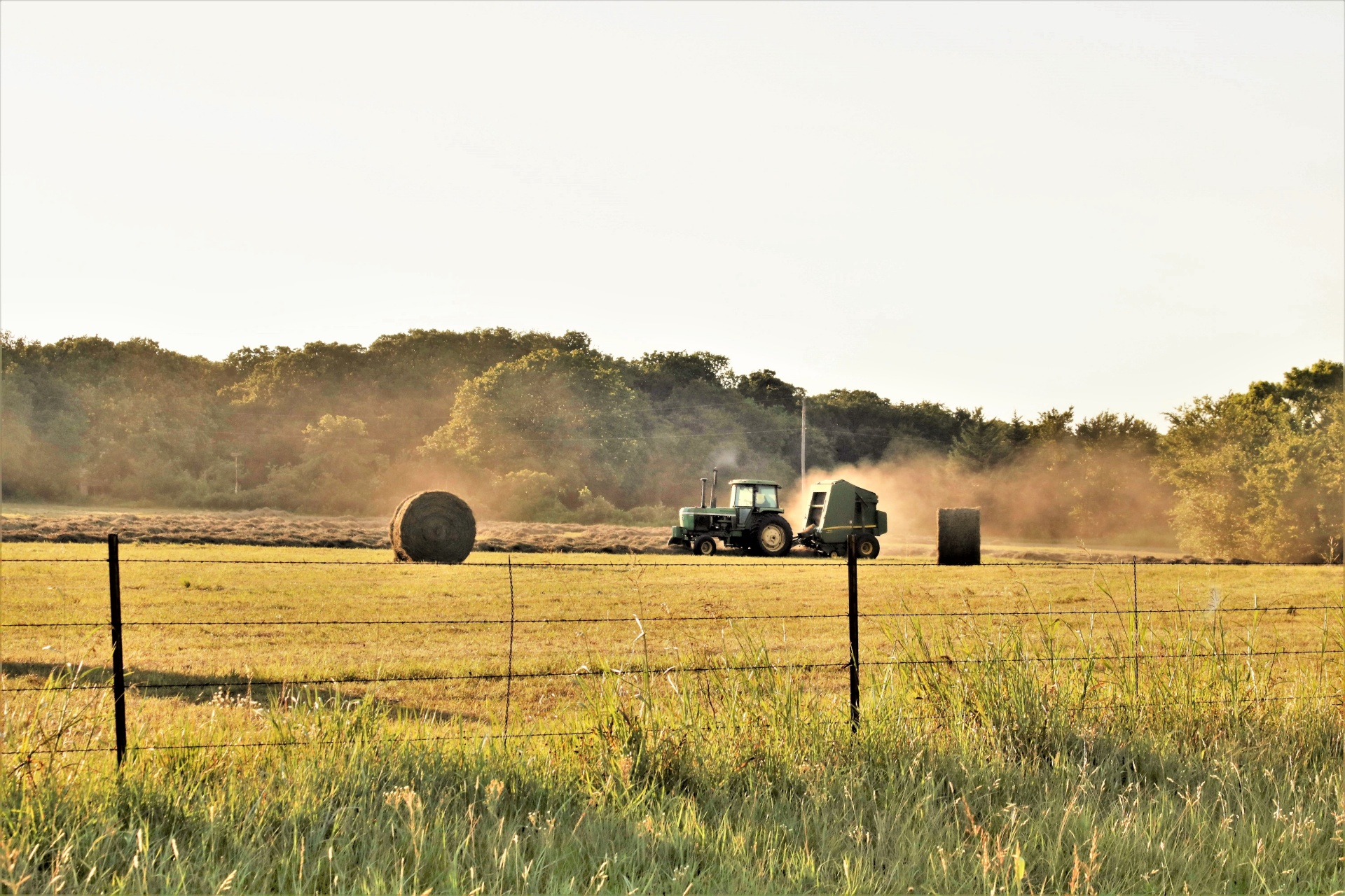 Tractor Bailing Hay