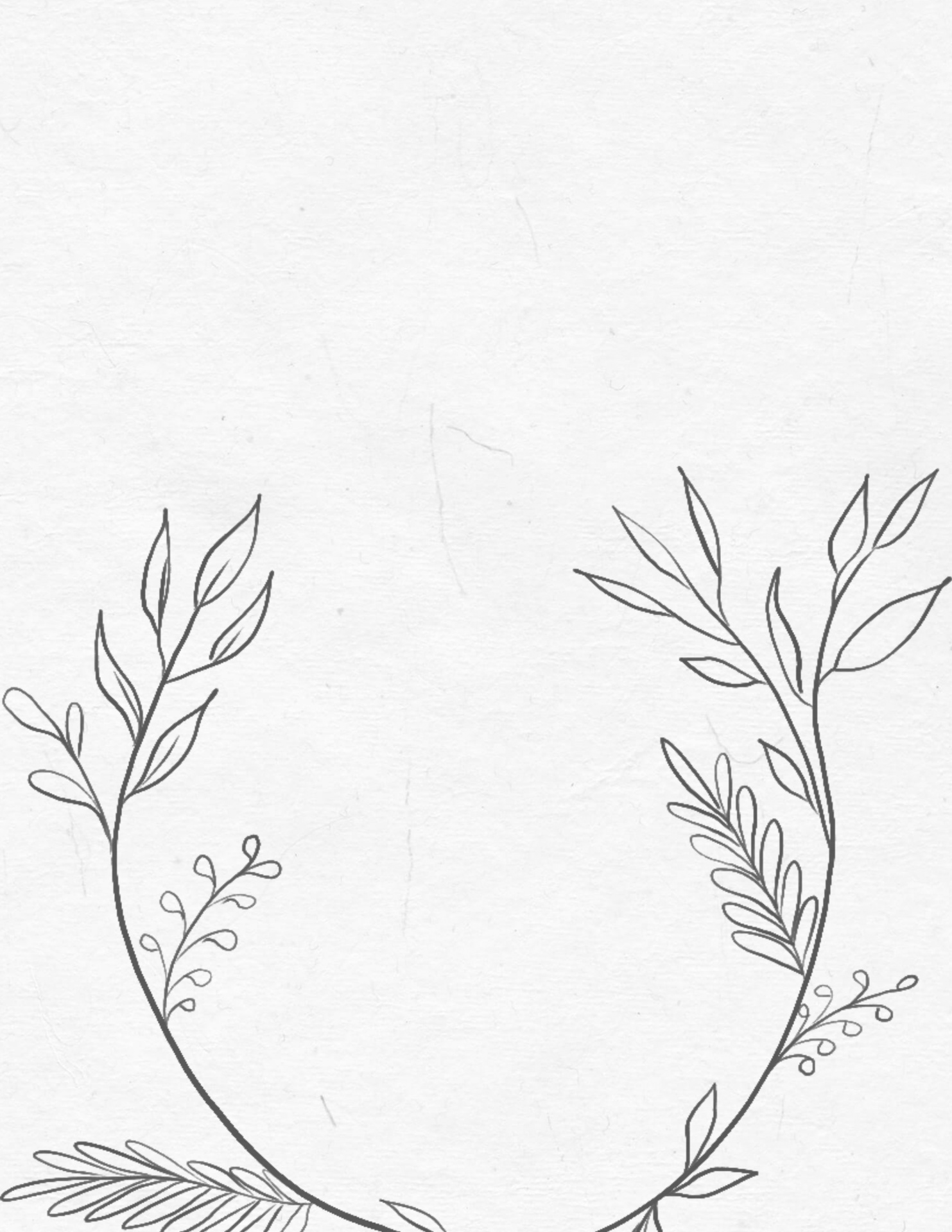 simple white paper with line drawing floral illustration