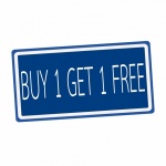 Buy 1 Get 1 Free White Stamp Text