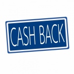 Cash Back White Stamp Text On Blue