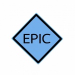Epic Black Stamp Text On Blue