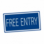 Free Entry White Stamp Text On Blue