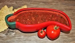 Fresh Salsa In Red Pepper Bowl