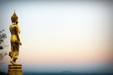 Golden Buddha Statue On A Mountain Wat