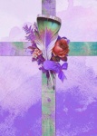 Feather And Flowers On A Cross