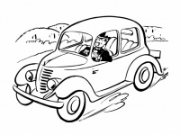 Man Driving Car Retro Clipart