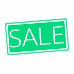 SALE White Stamp Text On Green