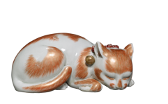 Sleeping Cat Porcelain Ornament