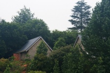 View Of Cottages In The Mist