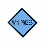 Win Prizes Black Stamp Text On Blue