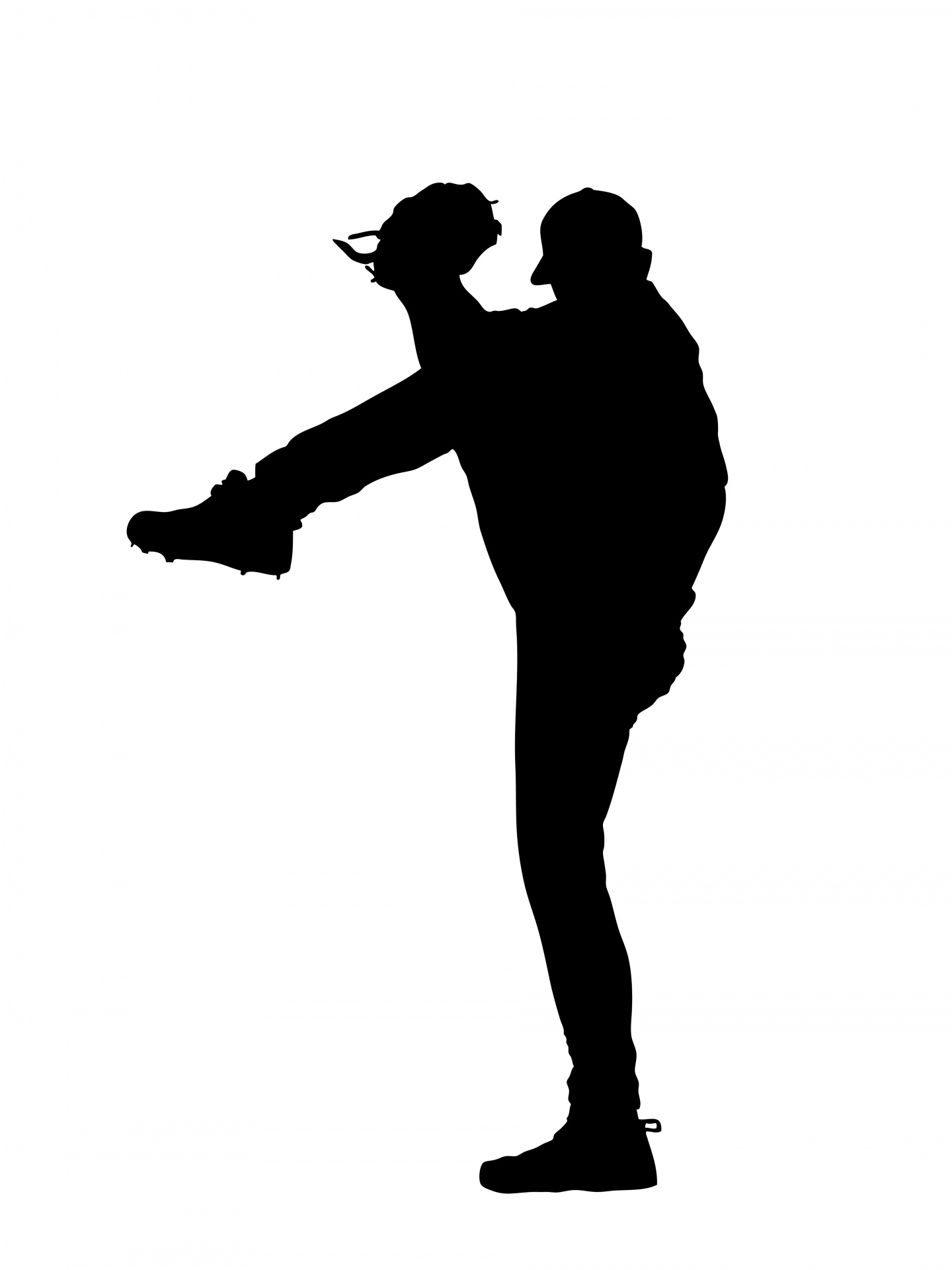 Black silhouette of a baseball pitcher on white background clipart