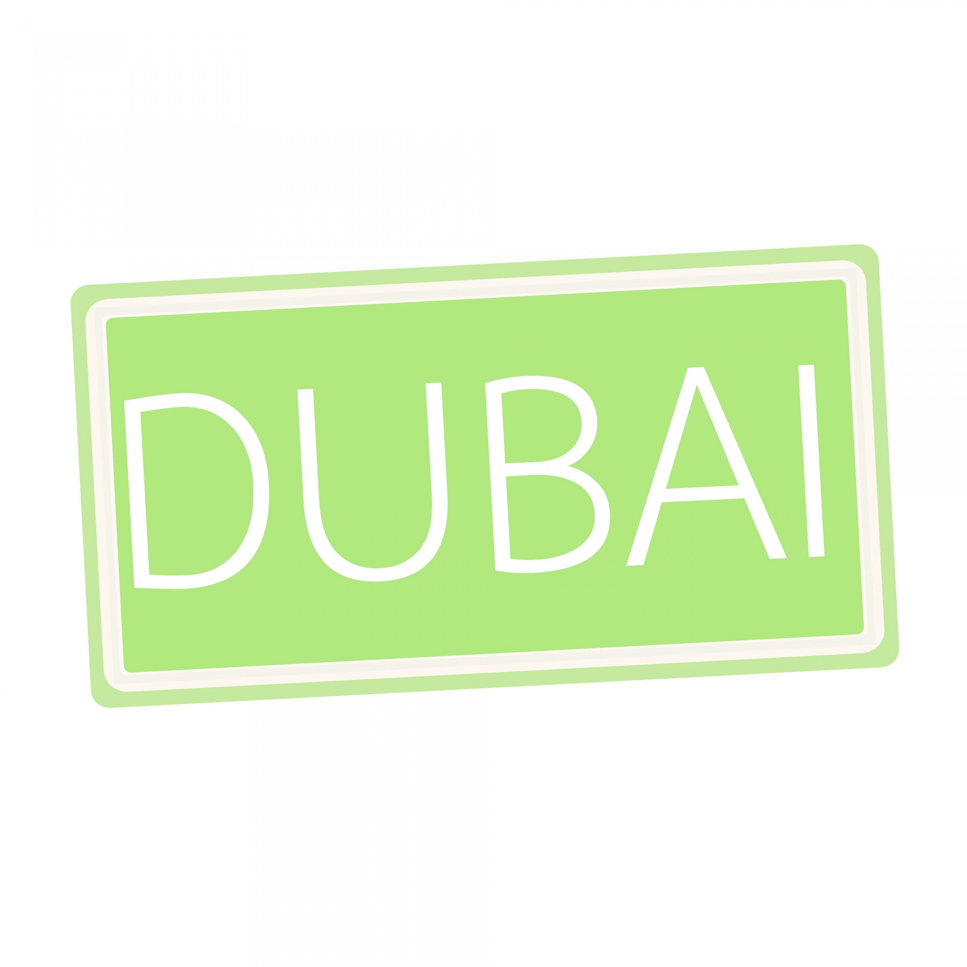Dubai White Stamp Text On Green