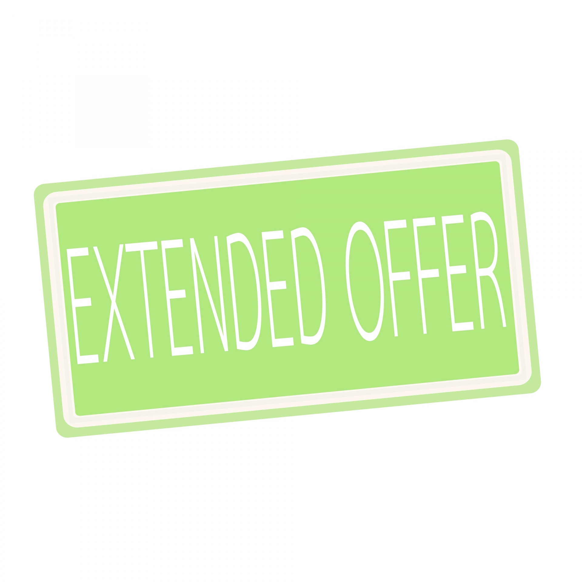 Extended offer white stamp text on green