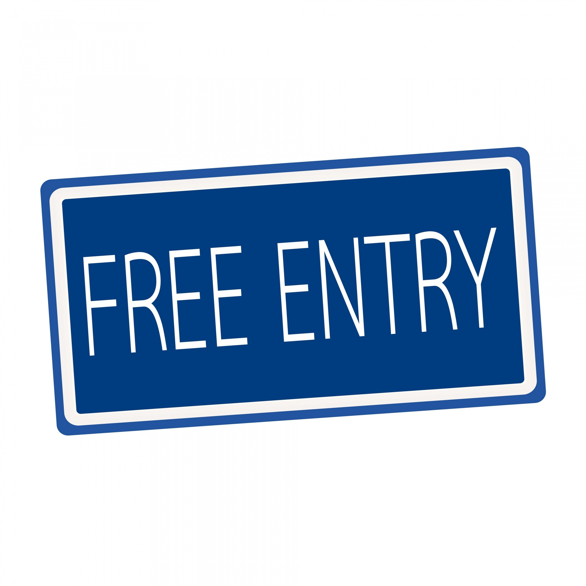 Free Entry White Stamp Text On Blue