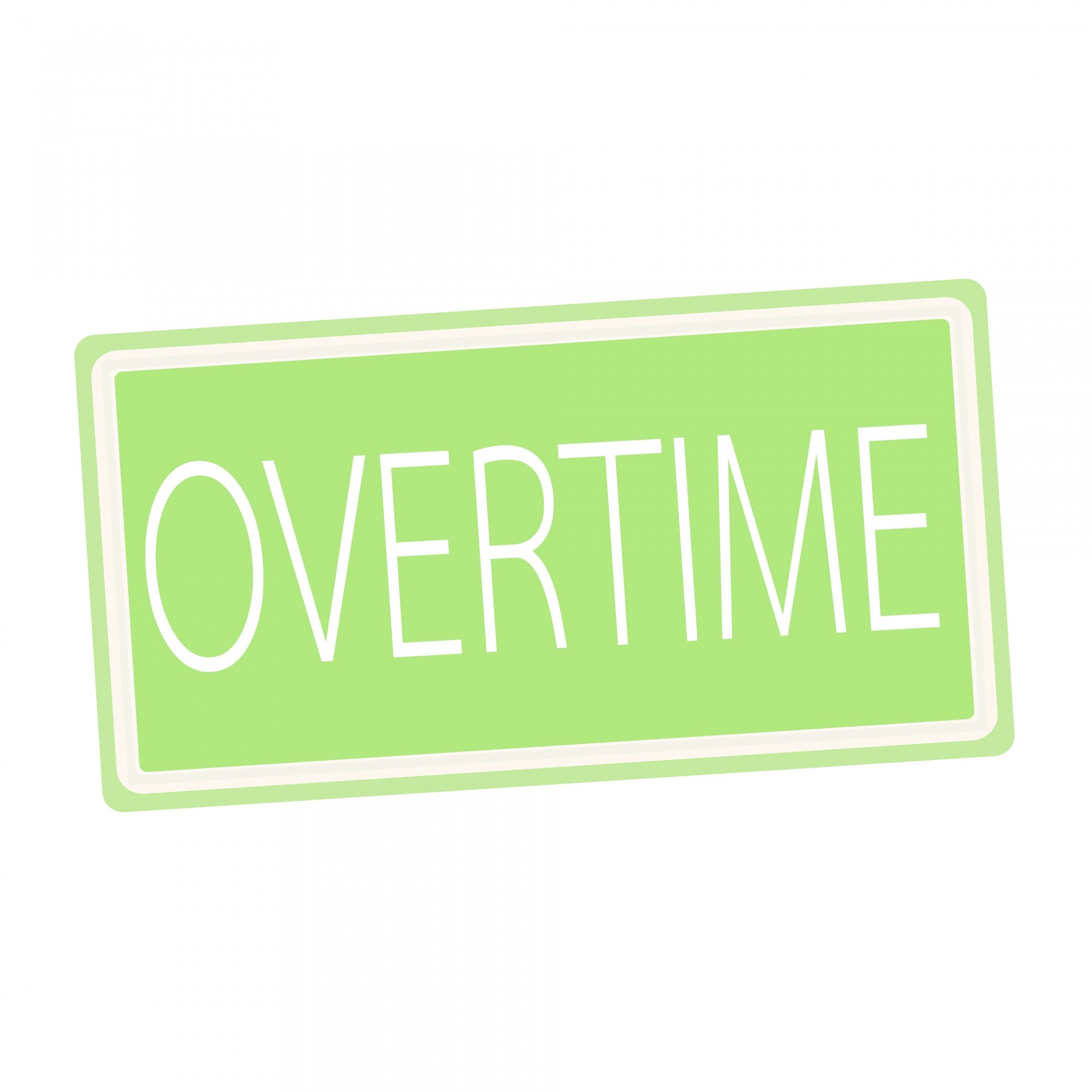 Overtime White Stamp Text On Green