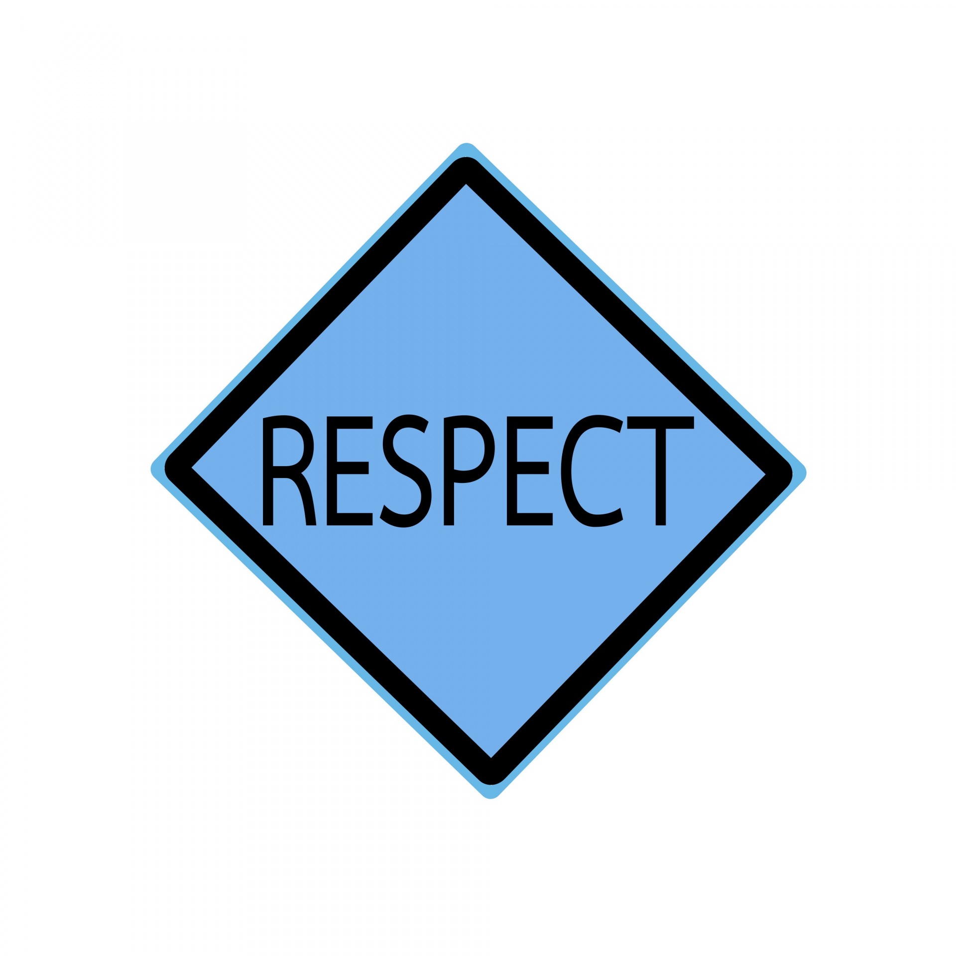 RESPECT Black Stamp Text On Blue