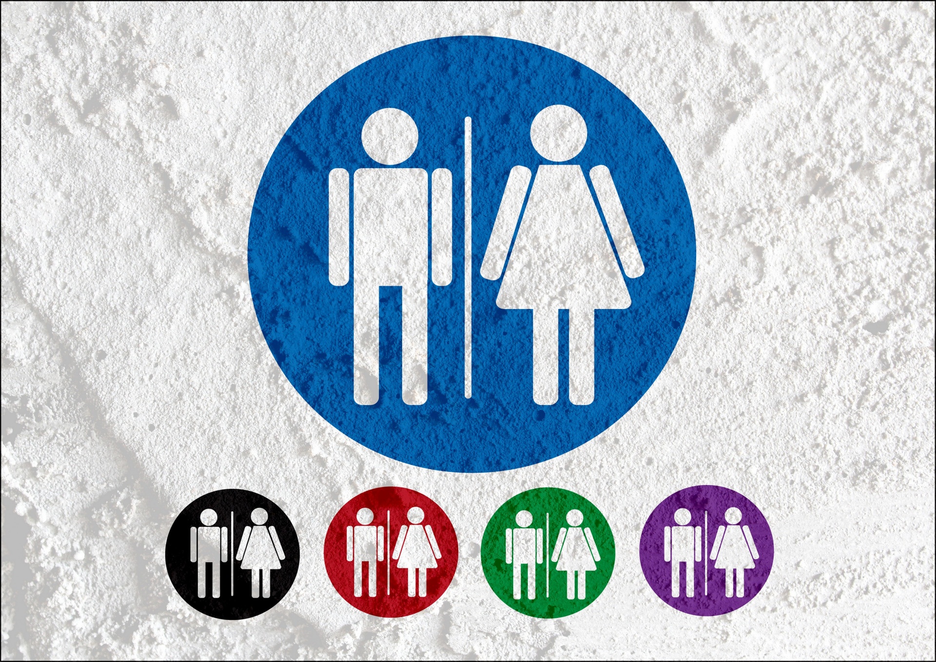 Restroom icon and Pictogram Man Woman Sign on Cement wall texture background design