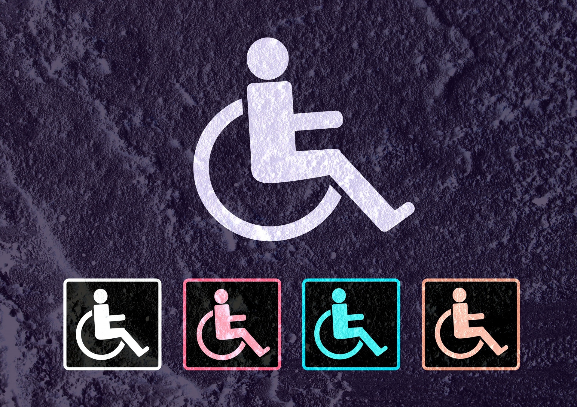 Restrooms for Wheelchair Handicap Icon design and Pictogram icons Sign on Cement wall texture background design