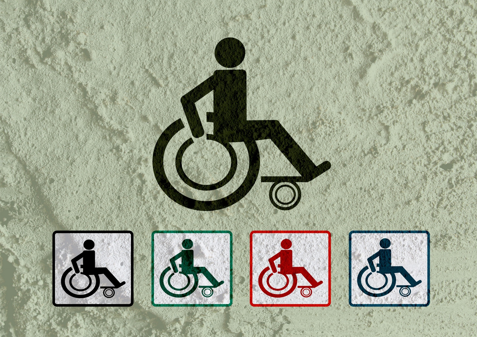 Restrooms for Wheelchair Handicap Icon design and Pictogram icons Sign on Cement wall texture background design