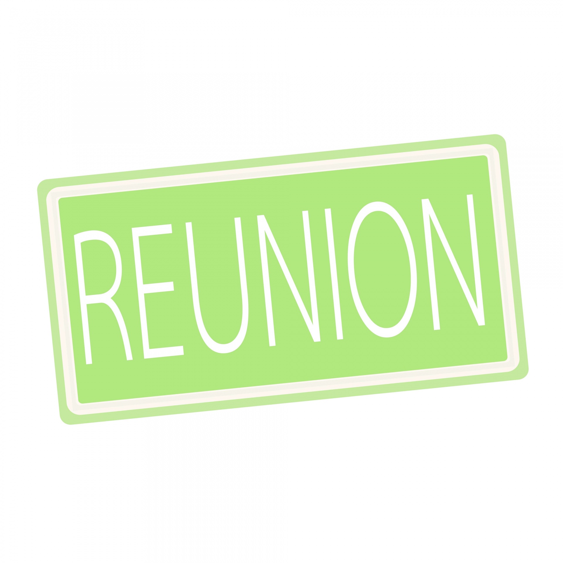 Reunion White Stamp Text On Green