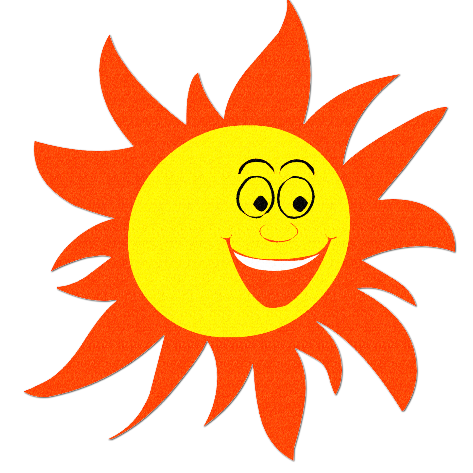 Drawing of red and yellow sun on transparent background