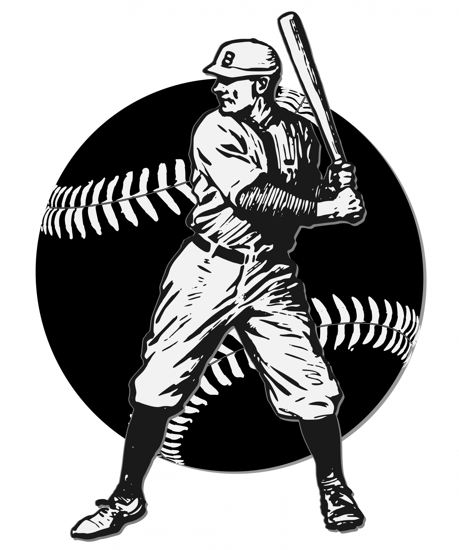Vintage Baseball Hitter Clipart