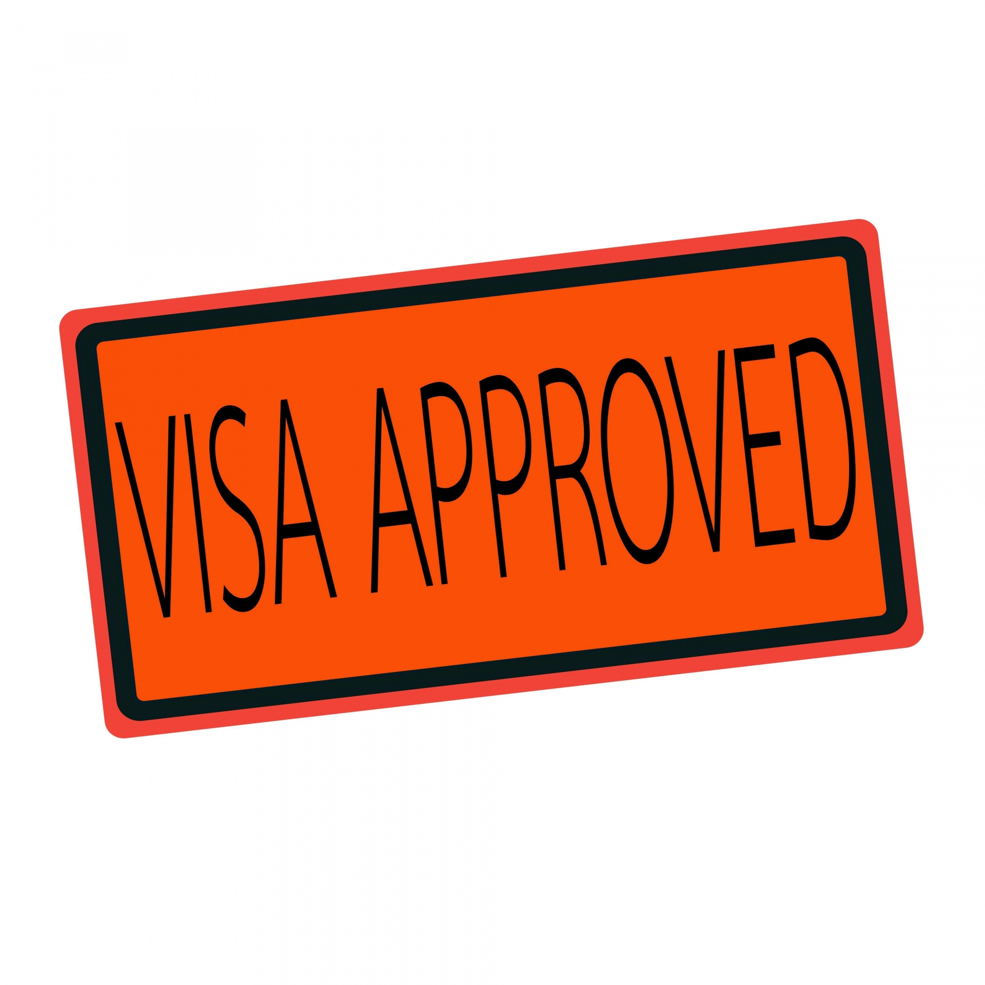 Visa Approved Black Stamp Text On Orange