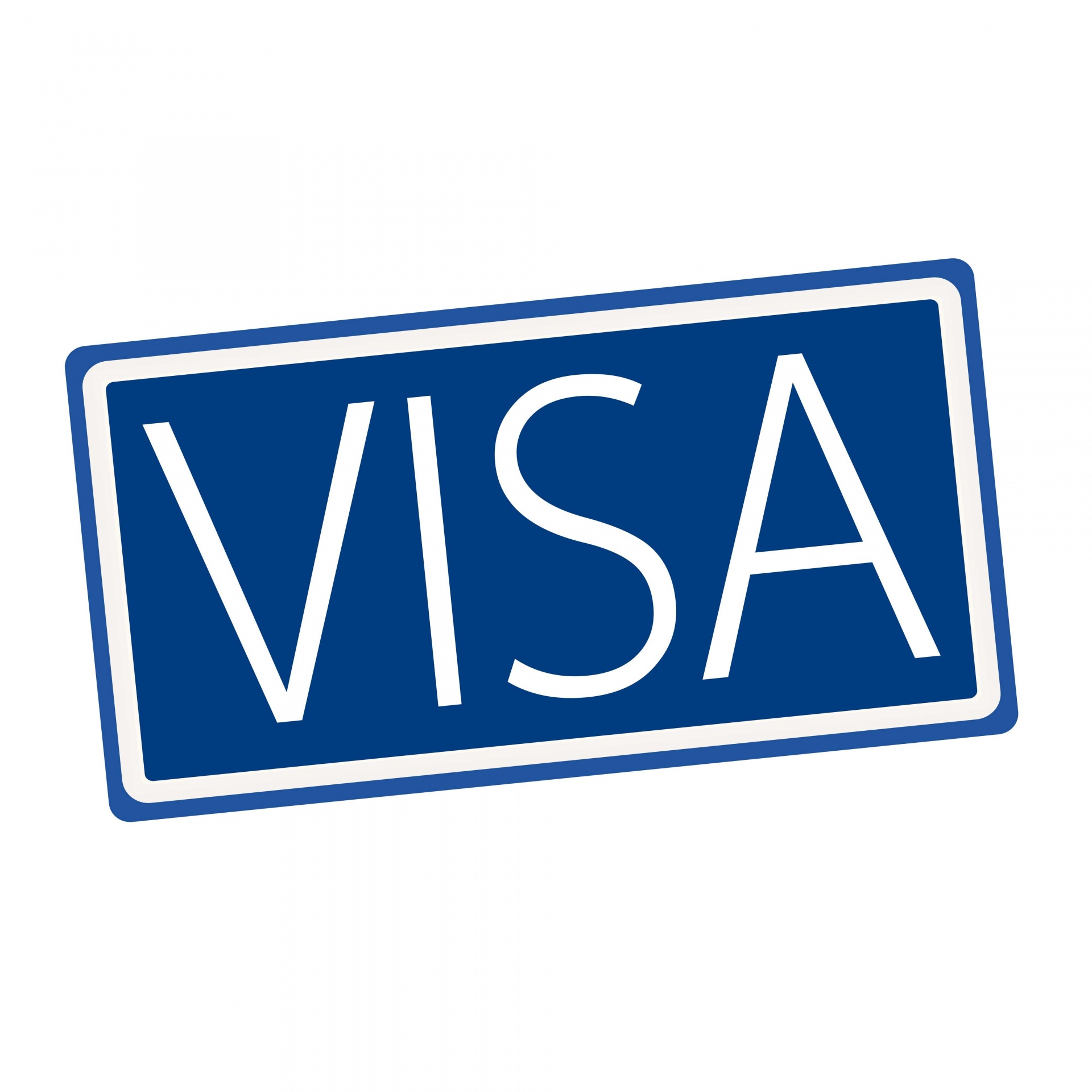 VISA white stamp text on blue