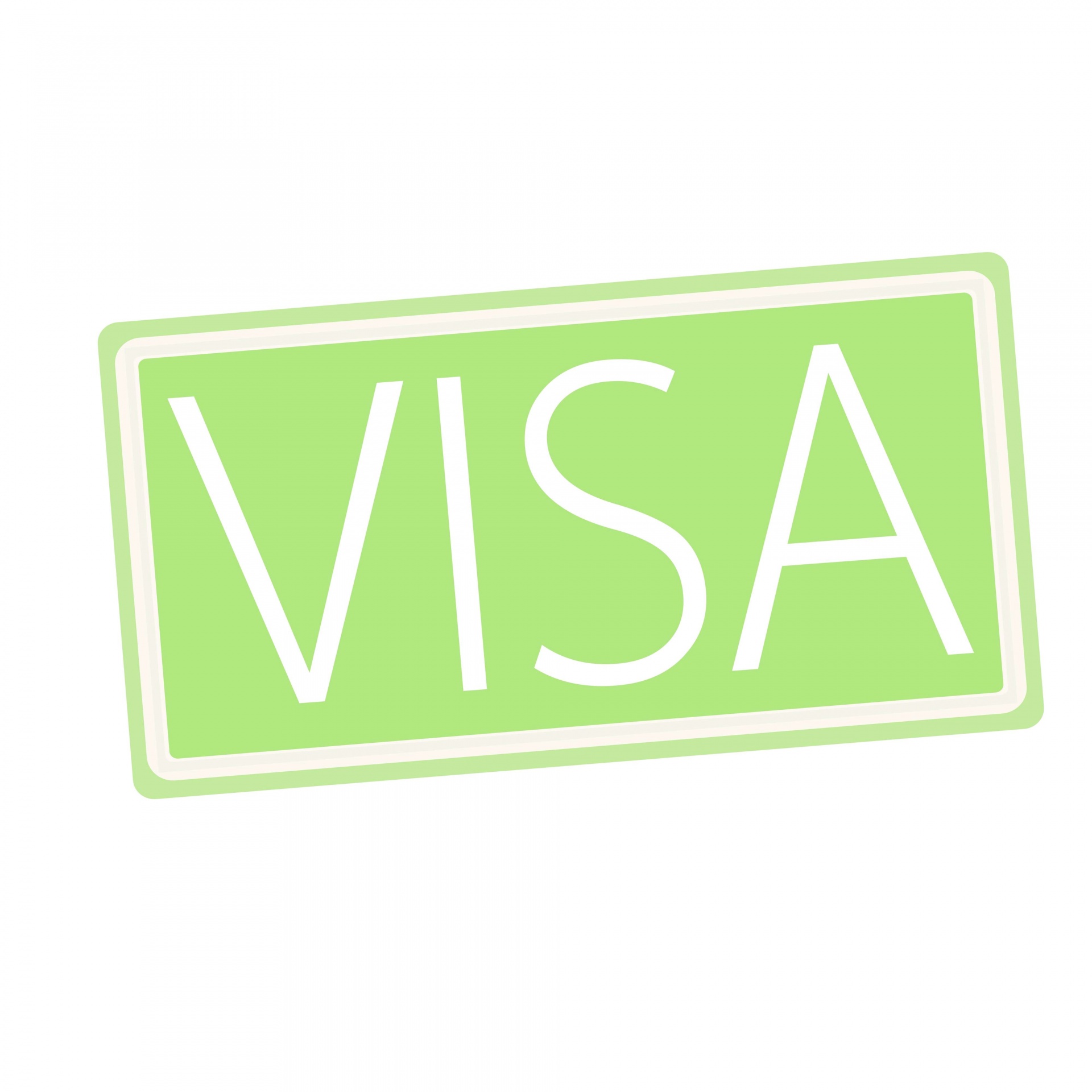 VISA white stamp text on green
