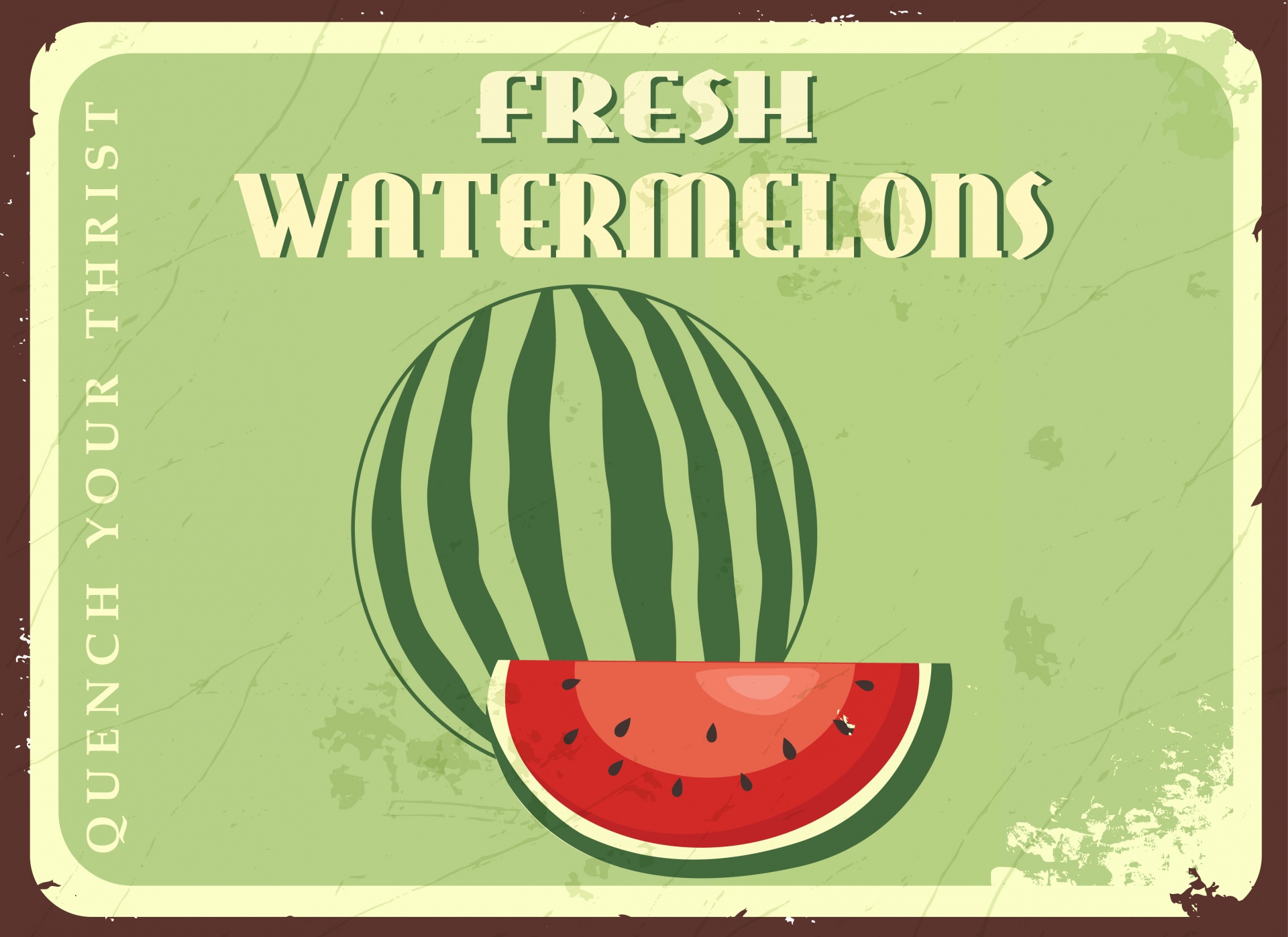 Watermelons Vintage Poster Sign