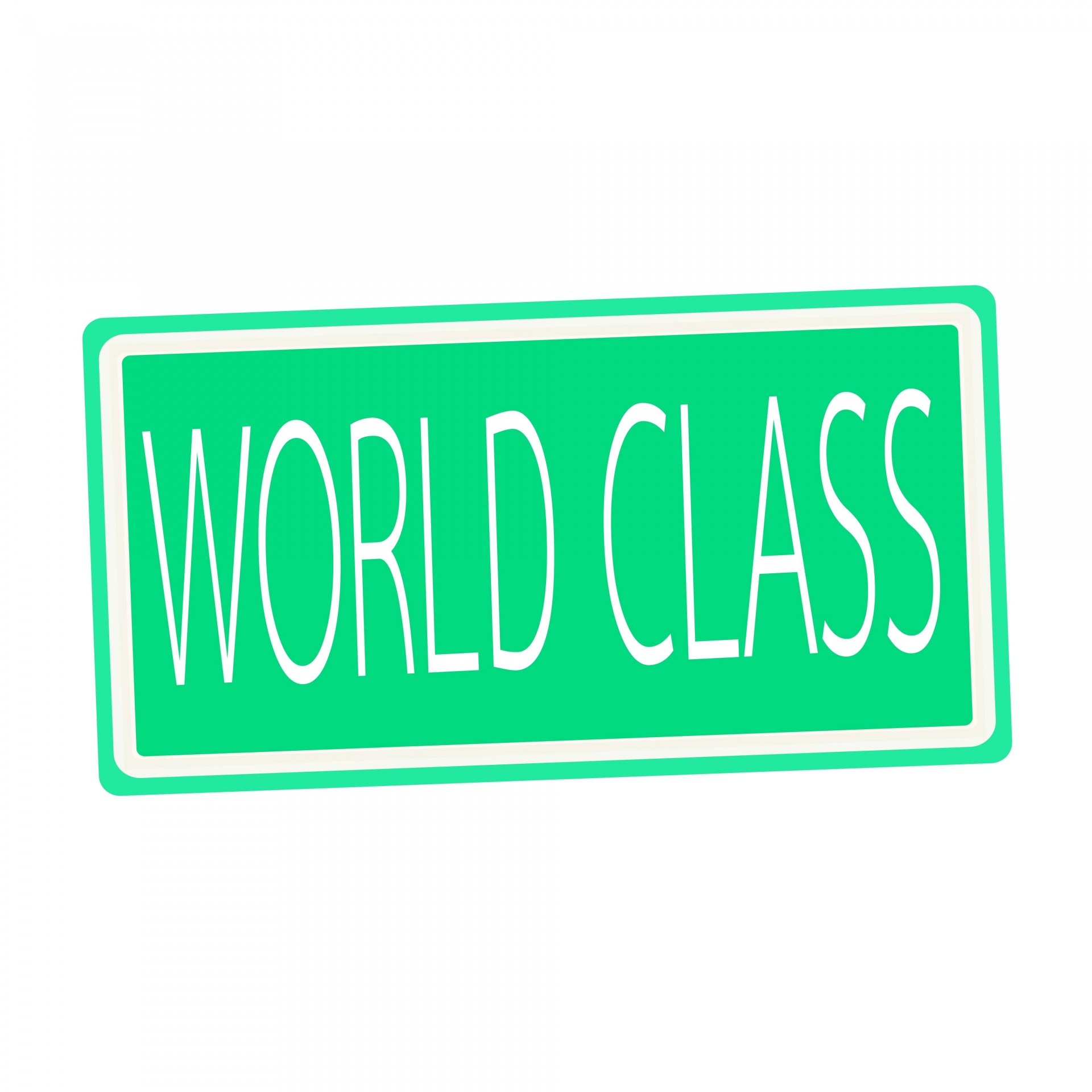 World Class White Stamp Text On Green