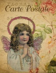 Angel Vintage Floral Postcard