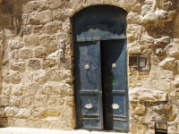 Antique Blue Door In Jerusalem
