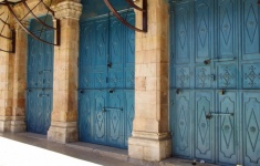 Closed Blue Doors In Jerusalem