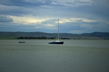 Dark Blue Yacht Lying On Midmar Dam