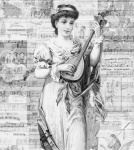 Vintage Woman Laying A Mandolin