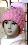 Ladies Pink Pom Pom Hat