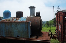 Old Rusted Blue Steam Locomotive