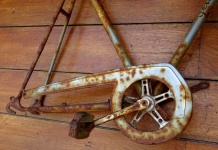 Old Rusty Bicycle Frame And Pedals