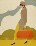 Woman Vintage Carrying Luggage