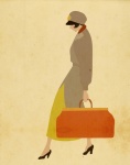 Woman Vintage Carrying Suitcase