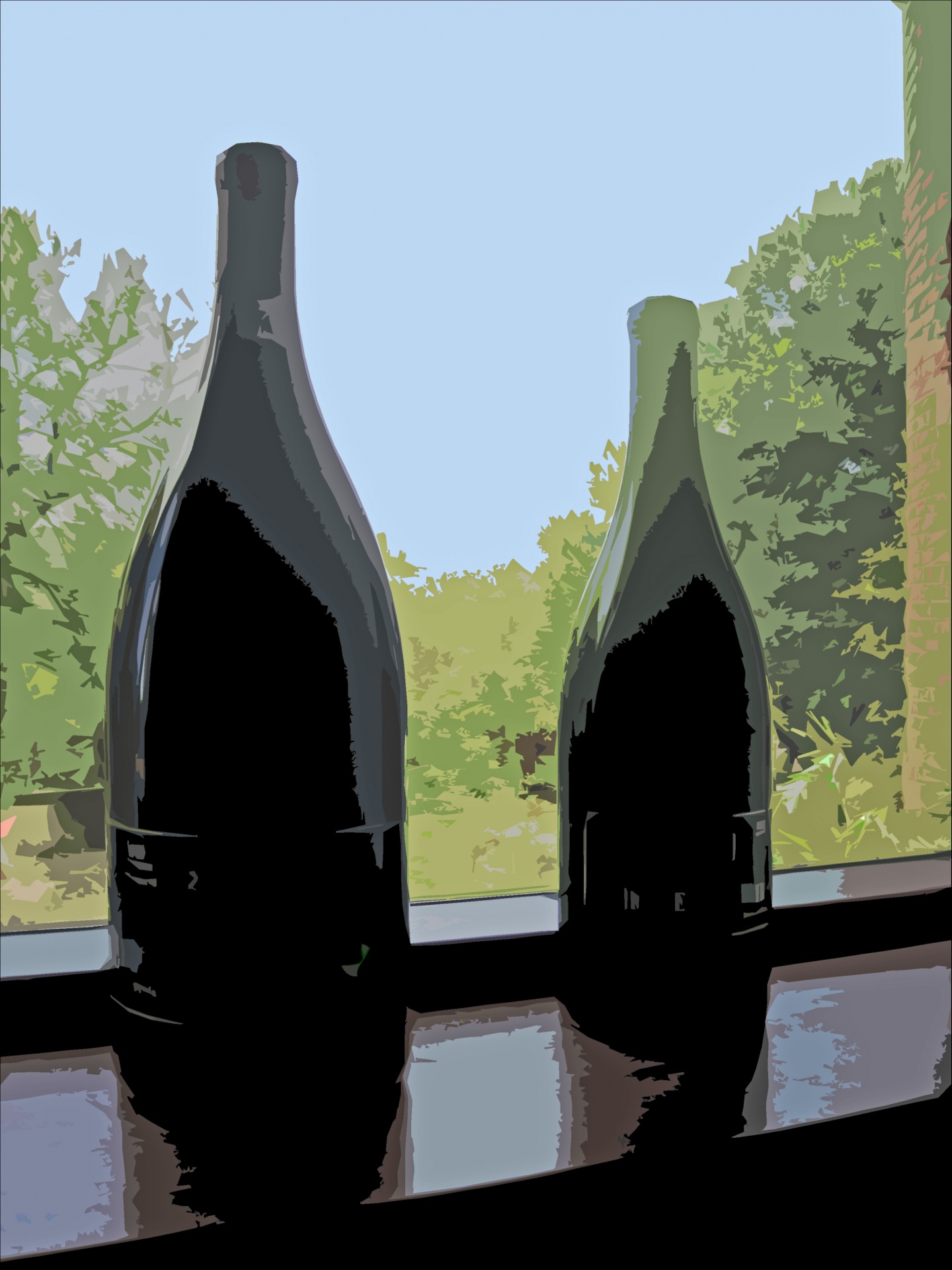 Cutout Image Of Two Wine Bottles