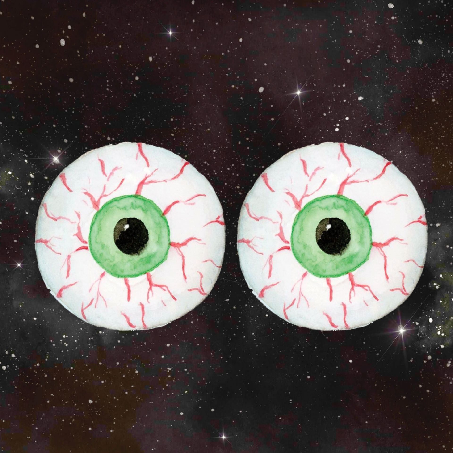 a pair of scary eyeballs in the night sky